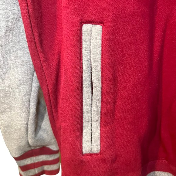 The Citi Team Family First Hooded Jacket Drawstring Full Zip Up Red Gray Medium - Picture 9 of 12